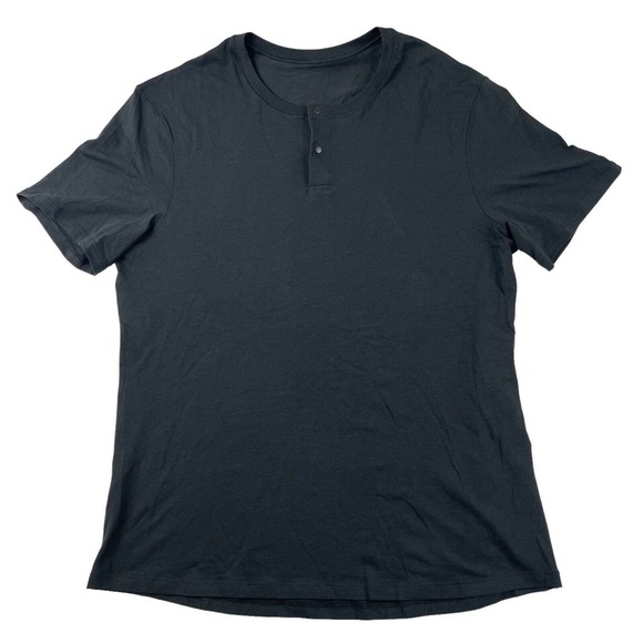 Lululemon Black Performance S/S Mens Snap Henley Size Medium - Picture 2 of 4